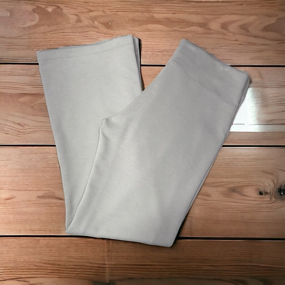 Lululemon Brushed Softstreme Ribbed Zip Flared Athletic Pants Riverstone 14 NWT - Picture 4 of 11